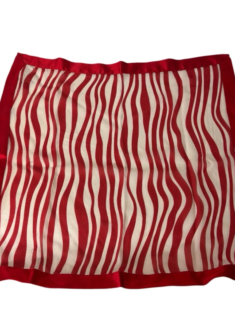 Nordstrom 100 % Silk Scarf Made Italy  Red / White 18”X18”. - Picture 2 of 5